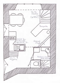 Plan du niveau principal du gite de montagne en Pyrénées