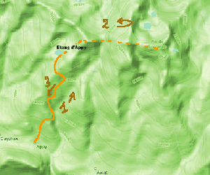 carte rando étang d'Appy avec un ane